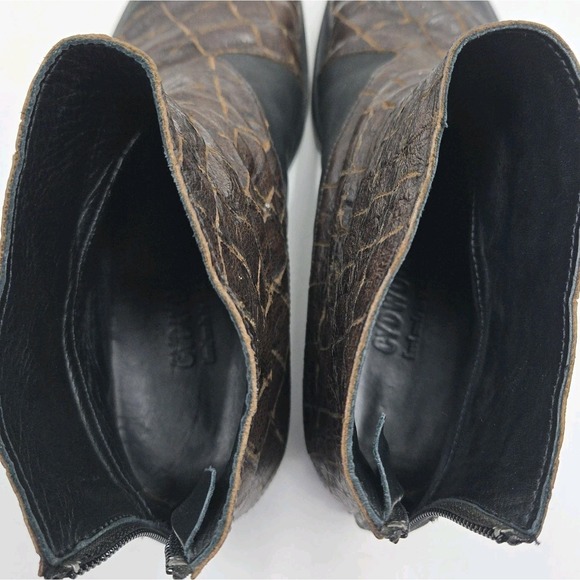 Cydwoq Ankle Boots Women's Size 11 Component Black Brown Leather Back Zip Flats - Picture 11 of 15